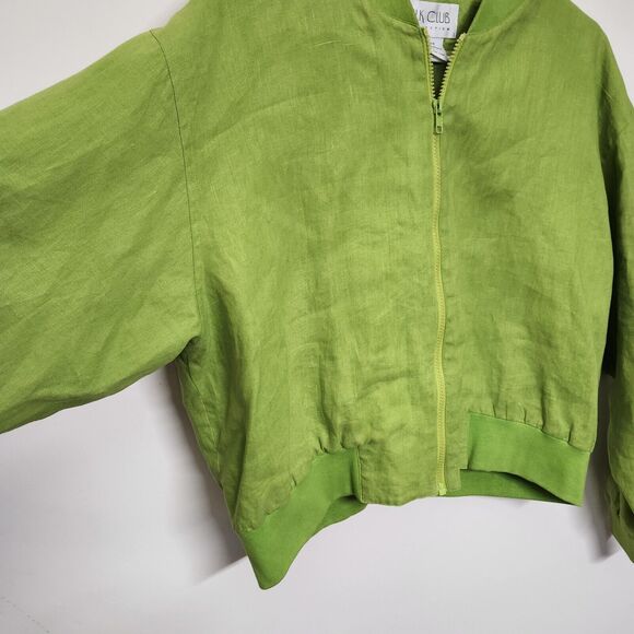 Silk Club Linen Full Zip Lightweight Jacket Woman's Large Green 1425 - Picture 5 of 7